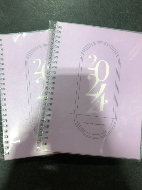 Photo 2 of 2 PACK Rileys 2024 Weekly Planner - Annual Weekly & Monthly Agenda Planner, Jan - Dec 2024, Aesthetic School Planner, Flexible Cover Purple Planner, Daily Planner, Twin-Wire Binding Student Planner 8" x 6" 