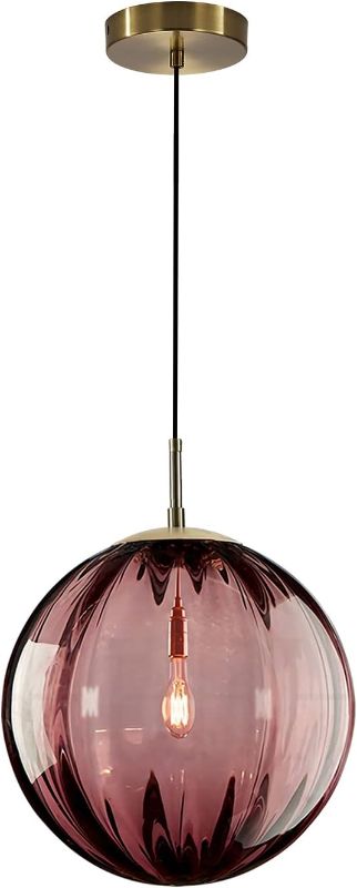 Photo 1 of KCO Lighting Modern Large 1-Light Globe Pendant Lighting Vintage Gold Single Pendant Light Round Glass Pendant Light Industrial Kitchen Island Lighting Dining Room Light Fixture (Burgundy-9.8”)