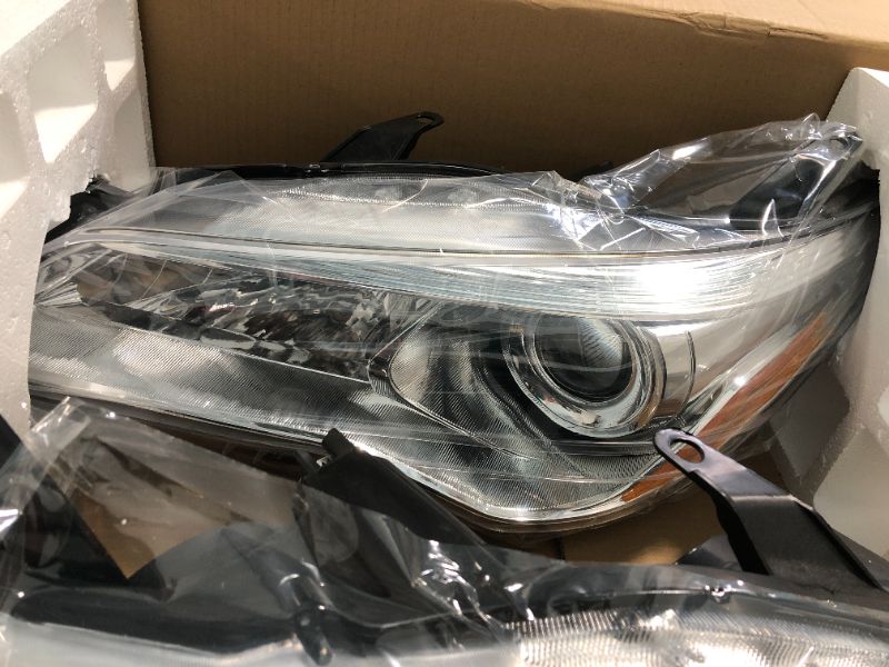Photo 3 of ADCARLIGHTS 2015-2017 Camry Headlight Assembly Headlights for 2015-2017 Toyota Camry Headlamp Replacement Left and Right - Chrome Housing OE Replacement A-Chrome Housing Amber Reflector Clear Lens