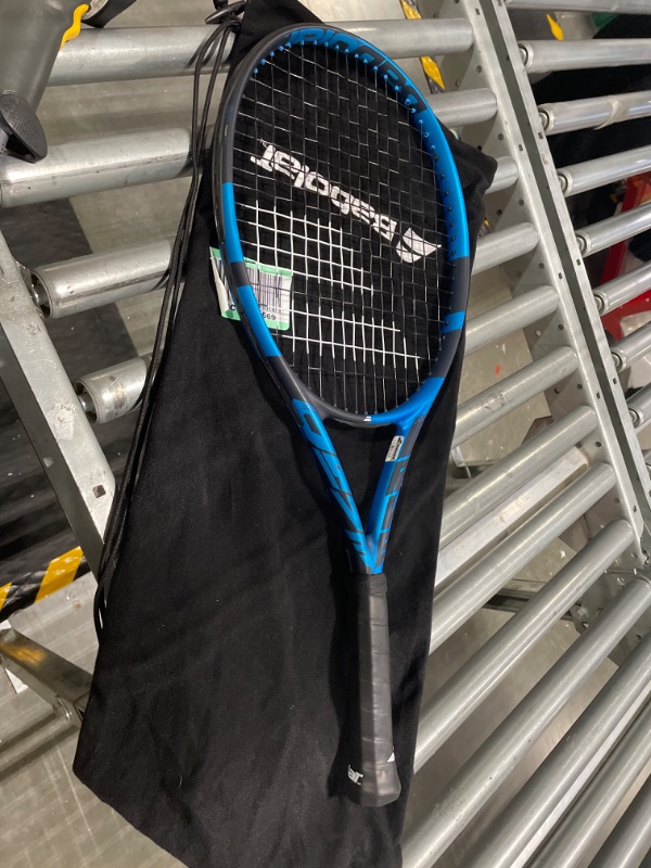 Photo 2 of Babolat Pure Drive Tennis Racquet (10th Gen) - Strung with 16g White Babolat Syn Gut at Mid-Range Tension 4 1/4" Grip