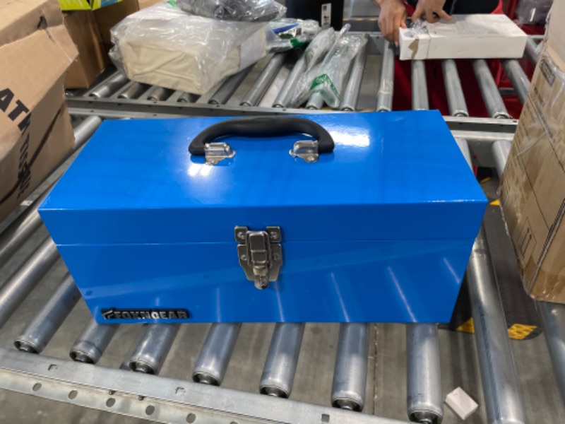 Photo 2 of 16" Portable Steel Heavy-duty Tool Box 18-Gauge with Metal Latch and Handle Blue