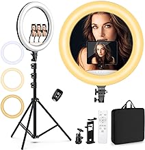 Photo 1 of 22" Ring Light Selfie Ring Light Kit with 75" Tripod, 6500K Dimmable LED Ring Light, Carrying Bag for Phone, Camera, ipad, YouTube, Facebook, TikTok, Video Recording