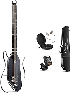 Photo 1 of Donner HUSH-I Guitar For Travel - Portable Ultra-Light and Quiet Performance Headless Acoustic-Electric Guitar, black Body with Removable Frames, Gig Bag, and Accessories Natural Maple