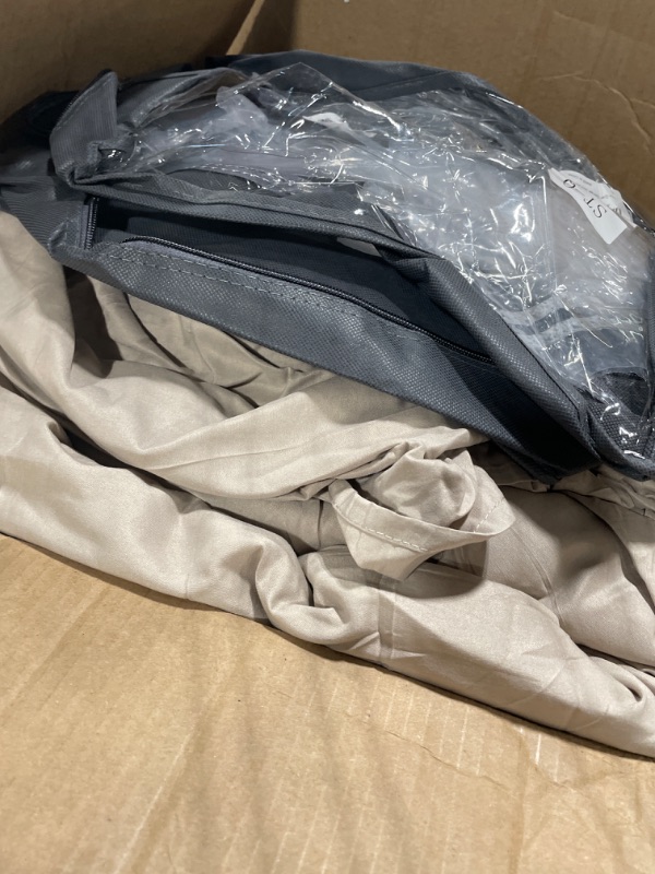 Photo 2 of Amazon Basics Lightweight Microfiber Bed-in-a-Bag 7 Piece Comforter Bedding Set, Full/Queen, Gray Calvin Stripe, Striped Gray Calvin Stripe Full/Queen