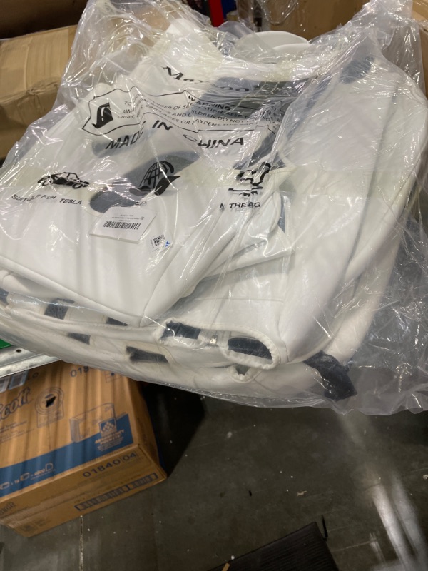 Photo 2 of Maysoo Tesla Seat Covers Model Y White Car Seat Covers(White-Organosilicon,Model Y(Full Set)) White Organosilicon model Y(full set)