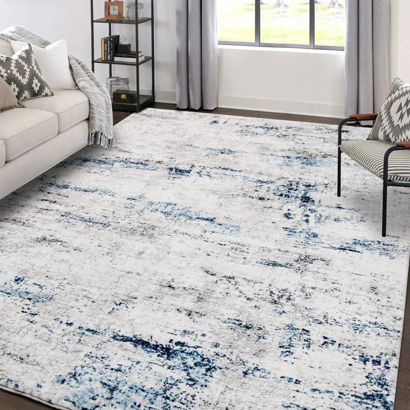 Photo 1 of Area Rug Living Room Rugs: 8x10 Large Soft Indoor Carpet Modern Abstract Rug with Non Slip Rubber Backing for Under Dining Table Nursery Home Office Bedroom...
