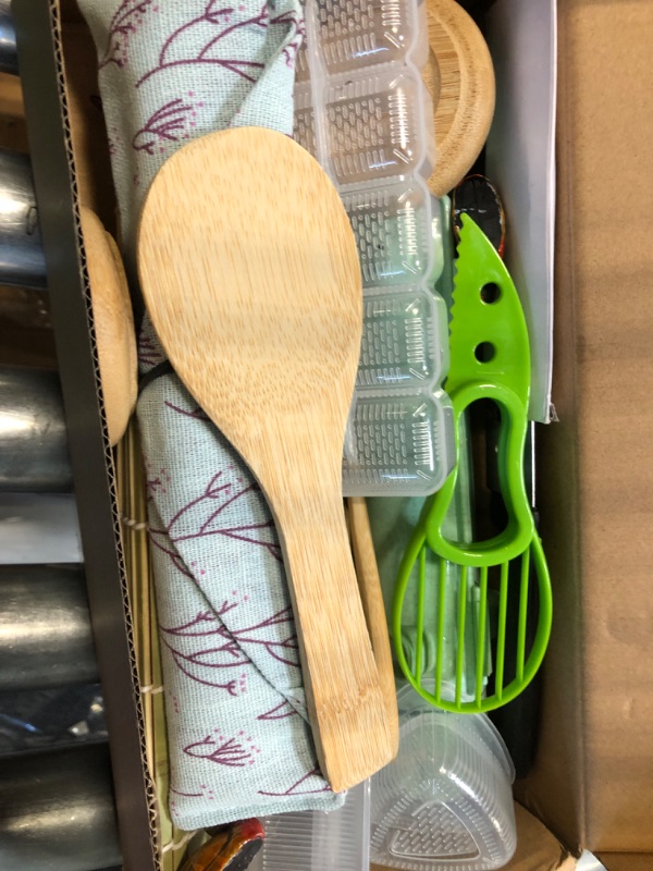 Photo 1 of 29 PCS Sushi Making Kit,DIY All In One Sushi Bazooka Maker with Bamboo Sushi Mat,Bamboo Chopsticks,Spreader, Sushi Knife,Cotton Bag,Sauce Dishes,Perfect for Beginners and Professionals