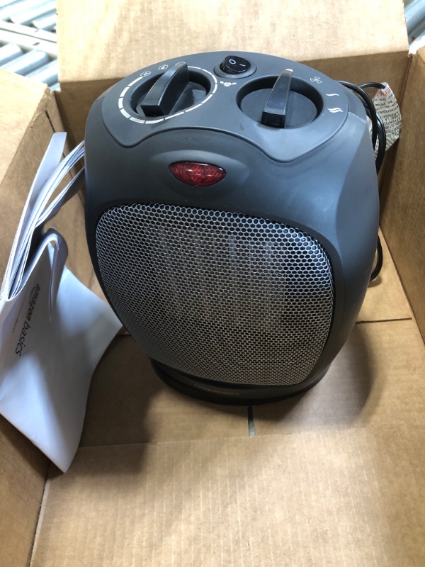 Photo 1 of Amazon Basics 1500W Oscillating Ceramic Heater with Adjustable Thermostat, Black