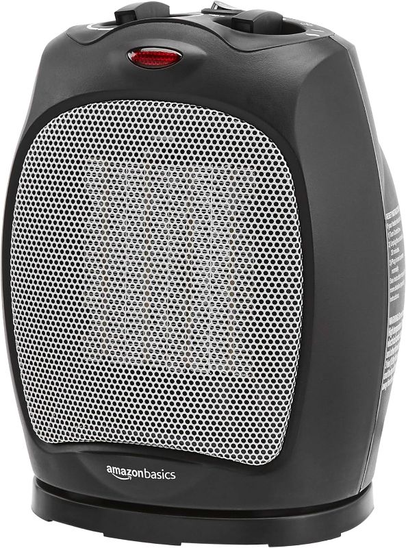 Photo 1 of Amazon Basics 1500W Oscillating Ceramic Heater with Adjustable Thermostat, Black