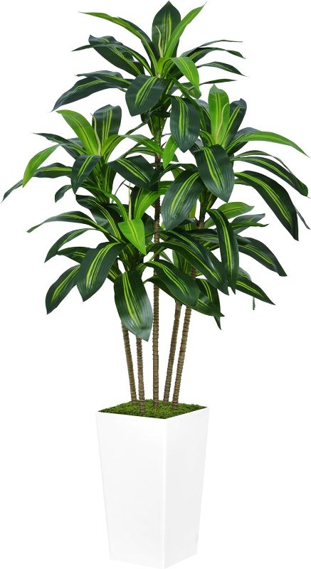 Photo 1 of ASTIDY Artificial Dracaena Tree 5FT - Faux Tree with White Tall Planter - Fake Tropical Yucca Floor Plant in Pot - Artificial Silk Tree for Home Office Living Room Decor Indoor
 
