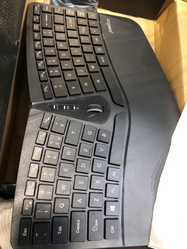 Photo 3 of Perixx PERIDUO-606 Wireless Mini Ergonomic Keyboard with Portable Vertical Mouse - Adjustable Palm Rest Stand - Membrane Low Profile Keys - US English Wireless 2-in-1 Combo