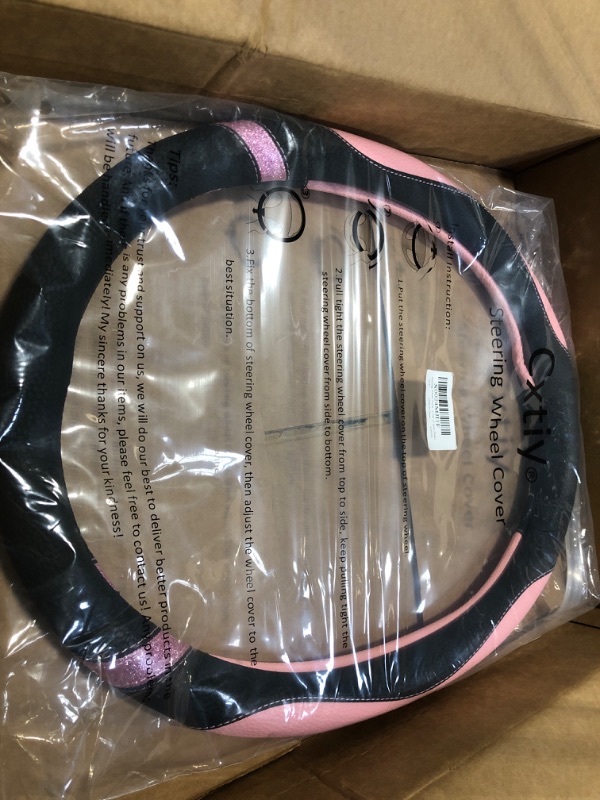 Photo 1 of Steering Wheel Cover for Women Leather Universal Steering Wheel Covers for Car 15 inch (Pink)