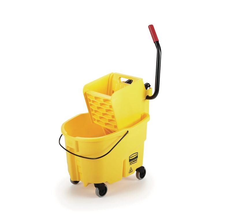 Photo 1 of 26 Qt. Side-Press Mop Bucket and Wringer Combo on Wheels, Yellow, for Professional/Industrial/Business Heavy-Duty Floor Cleaning/Mopping