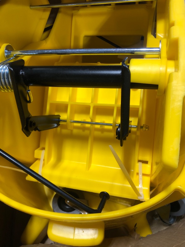 Photo 1 of 26 Qt. Side-Press Mop Bucket and Wringer Combo on Wheels, Yellow, for Professional/Industrial/Business Heavy-Duty Floor Cleaning/Mopping
