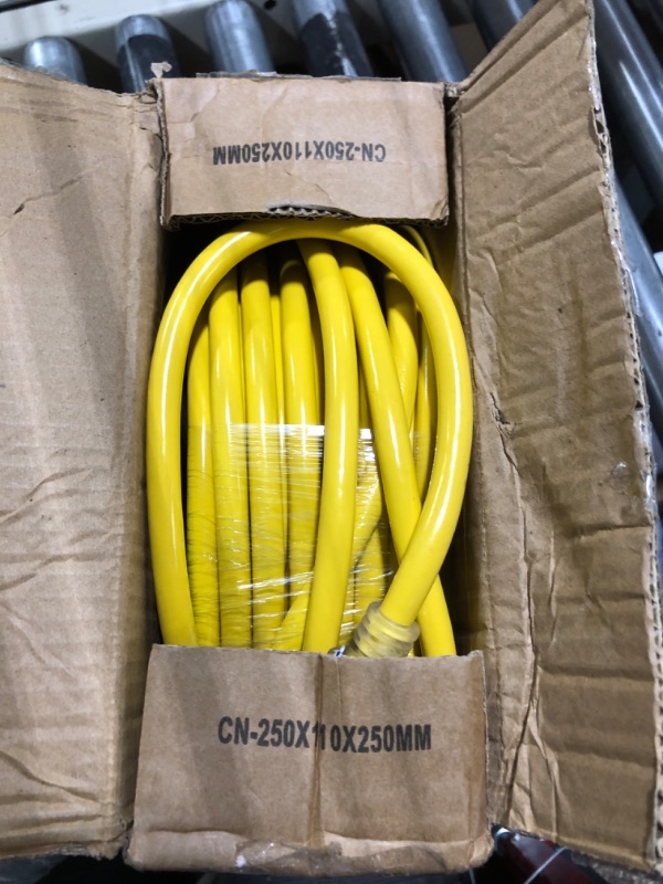 Photo 3 of 100 ft 12/3 Outdoor Extension Cord Waterproof Heavy Duty with Lighted Indicator End 12 Gauge 3 Prong, Flexible Cold-Resistant Long Power Cord Outside, 15Amp 1875W SJTW Yellow ETL Listed POWGRN 100 Foot 12AWG Extension Cord Yellow
