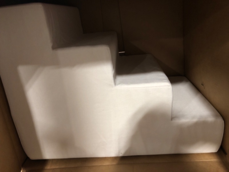 Photo 1 of Best Pet Supplies Foldable Foam Pet Steps for Small Dogs and Cats, Portable Ramp Stairs for Couch, Sofa, and High Bed Climbing, Non-Slip Balanced Indoor Step Support, Paw Safe - Ivory, 4-Step