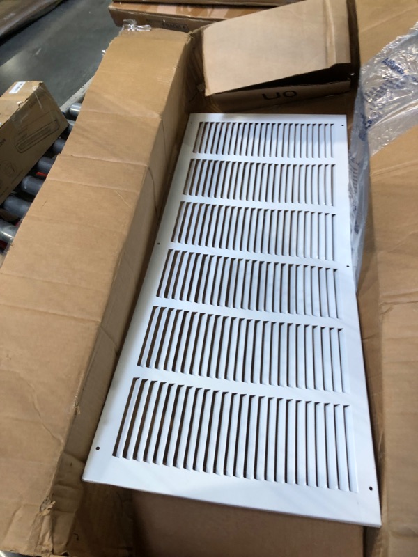 Photo 3 of 30"w X 8"h Steel Return Air Grilles - Sidewall and Ceiling - HVAC Duct Cover - White [Outer Dimensions: 31.75"w X 9.75"h] 30 X 8 White