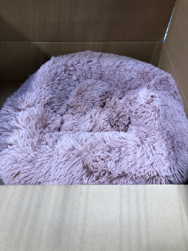 Photo 3 of Best Friends by Sheri The Original Calming Donut Cat and Dog Bed in Shag Fur Dusty Rose, Small 23x23 Shag Dusty Rose Small 23" x 23" Bed Only