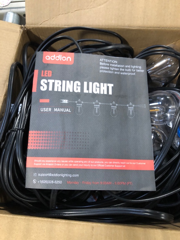 Photo 4 of addlon 100FT(2-Pack*50FT) LED Outdoor String Lights with Dimmable Edison Shatterproof Bulbs and Hanging Accessories, Heavy-Duty and Weatherproof Strand, UL Listed, Decorative for Christmas, Patio