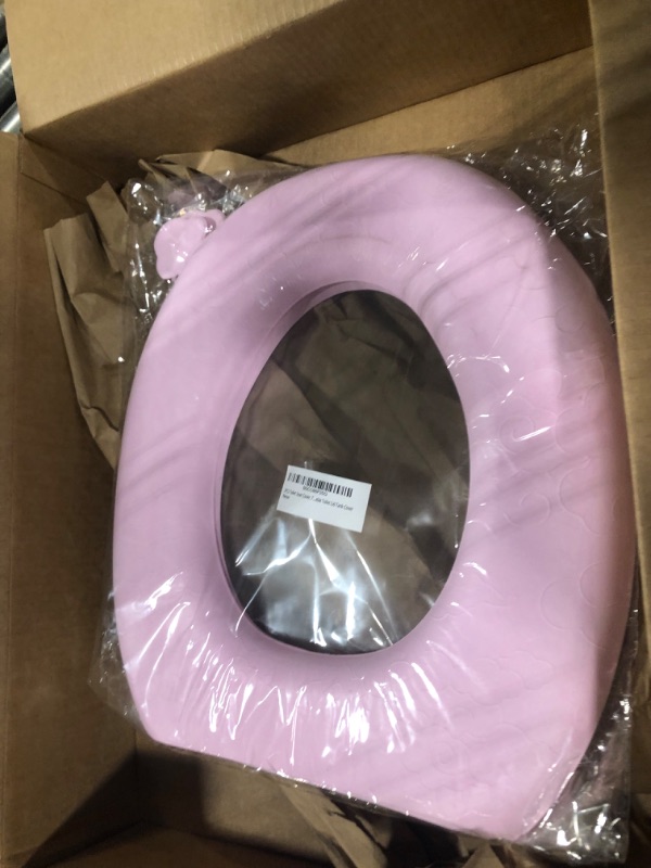 Photo 3 of 2PCS Toilet Seat Cover, Toilet Seat Warmer, Elongated Toilet Seat Cover, Padded Toilet Seat Cushion, Washable or Portable Toilet Lid Tank Cover Pink