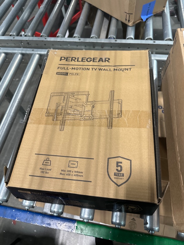 Photo 1 of Perlegear UL Listed Full Motion TV Wall Mount for 42-85 inch TVs up to 132 lbs, TV Mount with Dual Articulating Arms, Tool-Free Tilt, Swivel, Extension, Leveling, Max VESA 600x400mm, 16" Studs, PGLF8