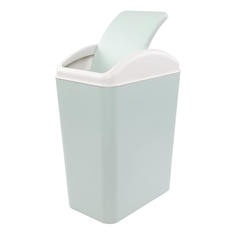 Photo 1 of Afromy 4.2 Gallon Swing Lid Trash Can, Plastic Waste Bin Garbage with Lid, Green
