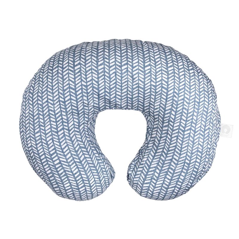 Photo 1 of Boppy Nursing Pillow Original Support, Blue Herringbone, Ergonomic Nursing Essentials for Bottle and Breastfeeding, Firm Hypoallergenic Fiber Fill with Removable Nursing Pillow Cover, Machine Washable
