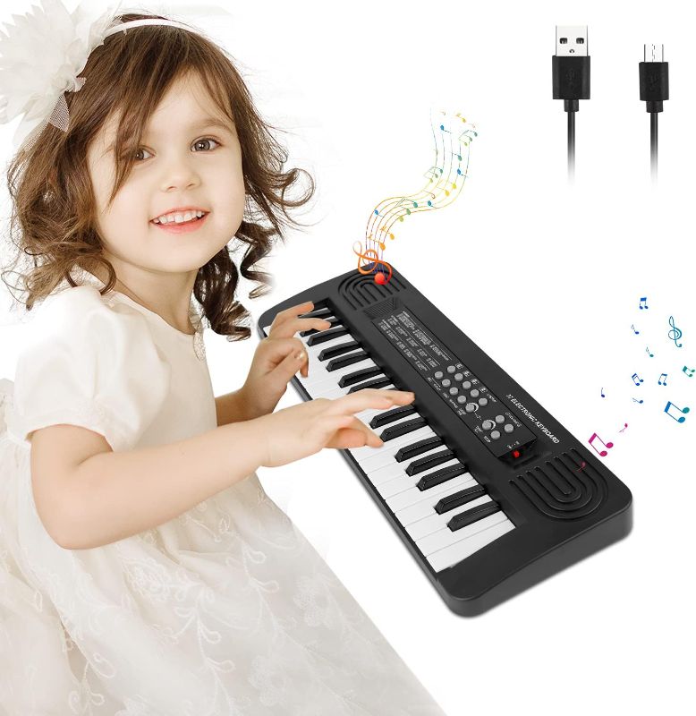 Photo 1 of 37 Key Toy Piano for Kids Keyboard Piano Toys for 3 4 5 6 Year Old Electronic Piano Keyboard Musical Toys for 3+ Year Old Girls Boys Gifts (Black)
