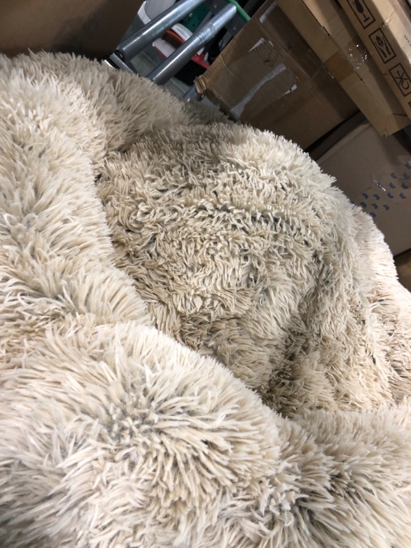 Photo 1 of Best Friends by Sheri The Original Calming Donut Cat and Dog Bed in Shag and Lux Fur, Machine Washable, High Bolster, Multiple Sizes S-XXL Shag Taupe Medium 30" x 30" Bed Only