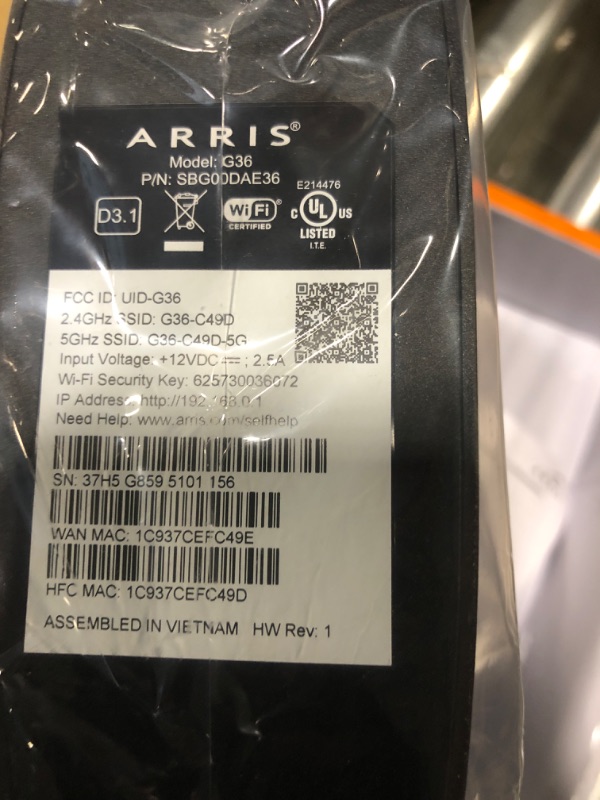 Photo 5 of ARRIS Surfboard G36 DOCSIS 3.1 Multi-Gigabit Cable Modem & AX3000 Wi-Fi Router | Comcast Xfinity, Cox, Spectrum| Four 2.5 Gbps Ports | 1.2 Gbps Max Internet Speeds | 4 OFDM Channels | 2 Year Warranty Cable Modem Router - DOCSIS 3.1 Gigabit