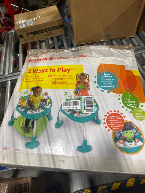 Photo 2 of Bright Starts Bounce Bounce Baby 2-in-1 Activity Center Jumper & Table - Playful Pond (Green), 6 Months+