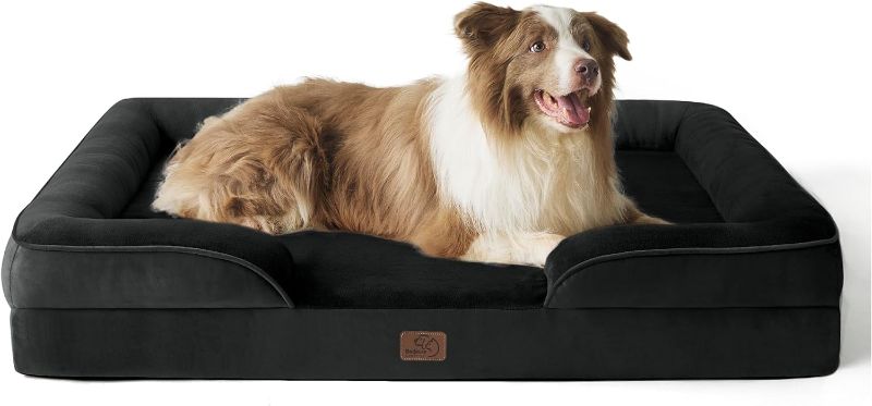 Photo 1 of Bedsure Orthopedic Dog Bed for Medium Dogs - Supportive Foam Sofa/Pet Couch Bed with Removable Washable Cover, Waterproof Lining and Nonskid Bottom, Black
