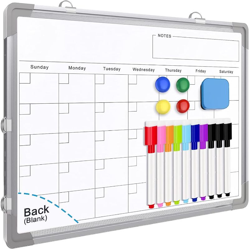 Photo 1 of Monthly Calendar Whiteboard Dry Erase Calendar Board for Wall," Magnetic Dry Erase Board, Whiteboard Calendar Wall Hanging, Dry Erase Board Calendar for Office, Kitchen, Memo, School, Home
