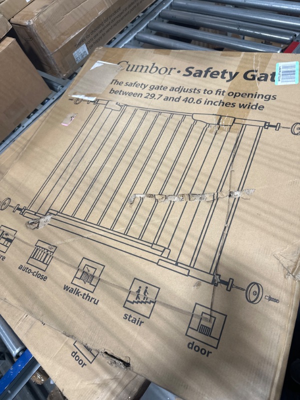 Photo 2 of Cumbor 29.7-40.6" Baby Gate for Stairs, Mom's Choice Awards Winner-Auto Close Dog Gate for the House, Easy Install Pressure Mounted Pet Gates for Doorways, Easy Walk Thru Wide Safety Gate for Dog, Black
