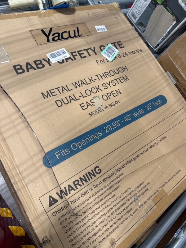 Photo 2 of 29.93"-46" Wide Auto Close Safety Baby Gate, Pressure Mount Child Gate, 30" Tall, Easy Walk Thru Dog Gate for House, Stairs, Doorways, with 3 Extensions 2.75", 2.75", 8.25" , Black Black_with 3 Extensions 29.93"~46"