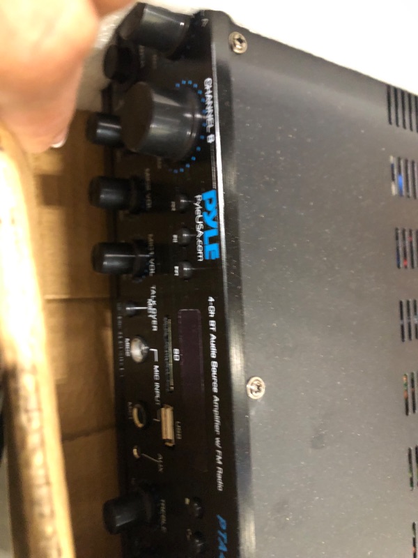 Photo 3 of 500W Karaoke Wireless Bluetooth Amplifier - 4 Channel Stereo Audio Home Theater Speaker Sound Power Receiver with AUX IN, FM, RCA Subwoofer Speakers OUT, USB, Microphone IN with Echo - Pyle PTA44BT 4 Channel Amplifier System