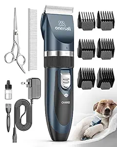 Photo 1 of 
Roll over image to zoom in
oneisall Dog Shaver Clippers Low Noise Rechargeable Cordless Electric Quiet Hair Clippers Set for Dogs Cats Pets