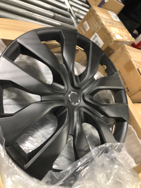Photo 1 of OxGord Hubcaps Wheel Covers - (Set of 4) Hub Caps Wheels Rim Cover - Car Accessories Silver Hubcap Standard Steel Rims - Snap On Auto Tire Replacement Exterior Cap (Ice Black, 15 Inch) Ice Black 15 Inch