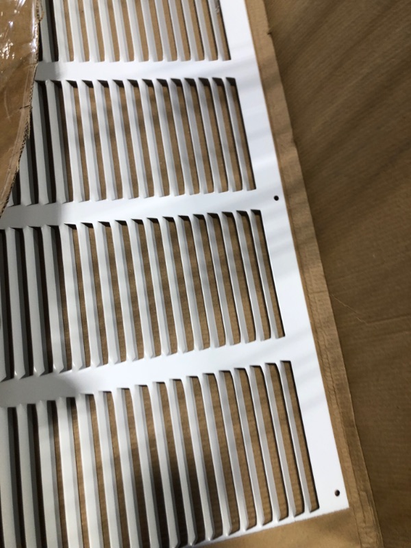 Photo 4 of 20"w X 12"h Steel Return Air Grilles - Sidewall and Ceiling - HVAC Duct Cover - White [Outer Dimensions: 21.75"w X 13.75"h] 20 X 12 White