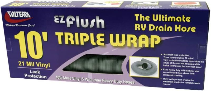 Photo 1 of Valterra D04-0050 EZ Flush Silver 10' Triple Wrap Drain Hose 10 Foot