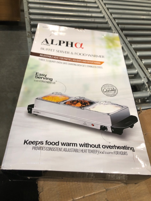 Photo 1 of Alpha Living 3x2.5 QT Food Warmers for Parties Buffet Servers and Warmers – Premium Catering Supplies Buffet Display – Stainless Steel Electric Food Warmers with Temperature Control