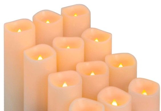 Photo 1 of Aignis Flameless LED Candles, Outdoor Indoor Waterproof Battery Operated Candles for Home/Wedding Décor, Exquisite Set of 12 (D 2.2" x H 4"/5"/6"/7")