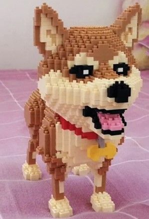 Photo 1 of Babu 8805 Animal World Shiba Inu Dog Bone Bell Necklace Pet DIY Mini Diamond Blocks Bricks Building Toy For Children