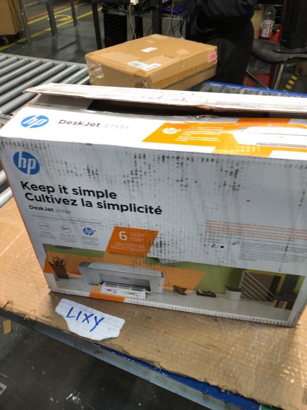 Photo 2 of HP DeskJet 2755e Wireless Color All-in-One Printer with bonus 6 months Instant Ink (26K67A), white