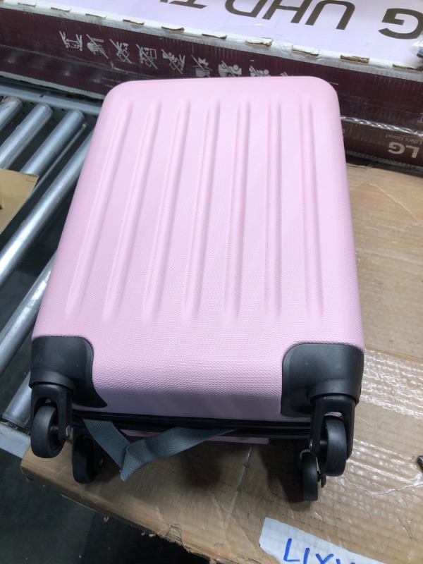 Photo 3 of Kono 19 inch Carry On Luggage Lightweight Hard Shell ABS 4 Wheel Spinner Suitcase (Pink)