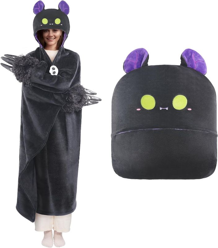 Photo 1 of Mewaii Wearable Oversized Blanket Hoodie for Adults, Luminous Bat Blanket Hooded Cloak, Warm and Cozy Flannel Cute Animal Blanket Hoodie, Funny Birthday Blanket Gifts for Women And Males