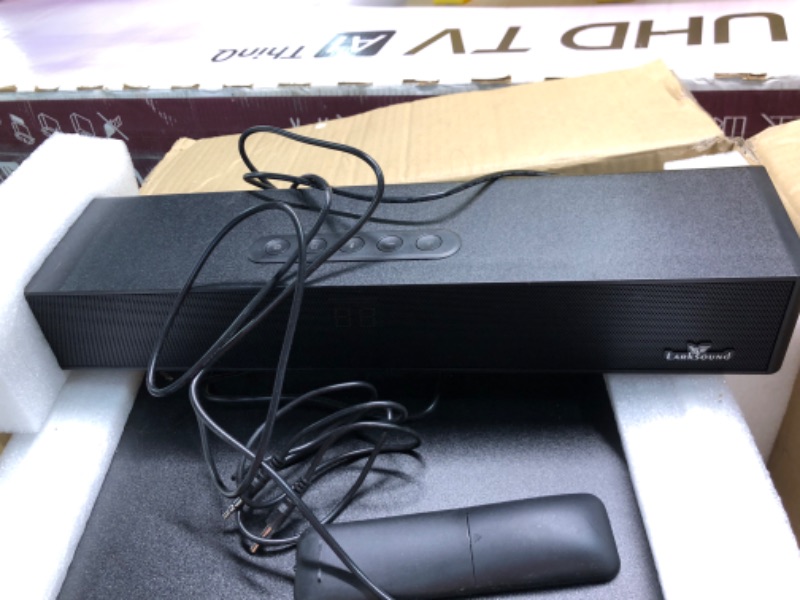 Photo 1 of LARKSOUND Soundbar with Subwoofer, 2.1 Sound Bar for TV, PC, Gaming, Surround Sound System TV Speaker with Bluetooth/HDMI ARC/Optical/AUX/USB Matt Black