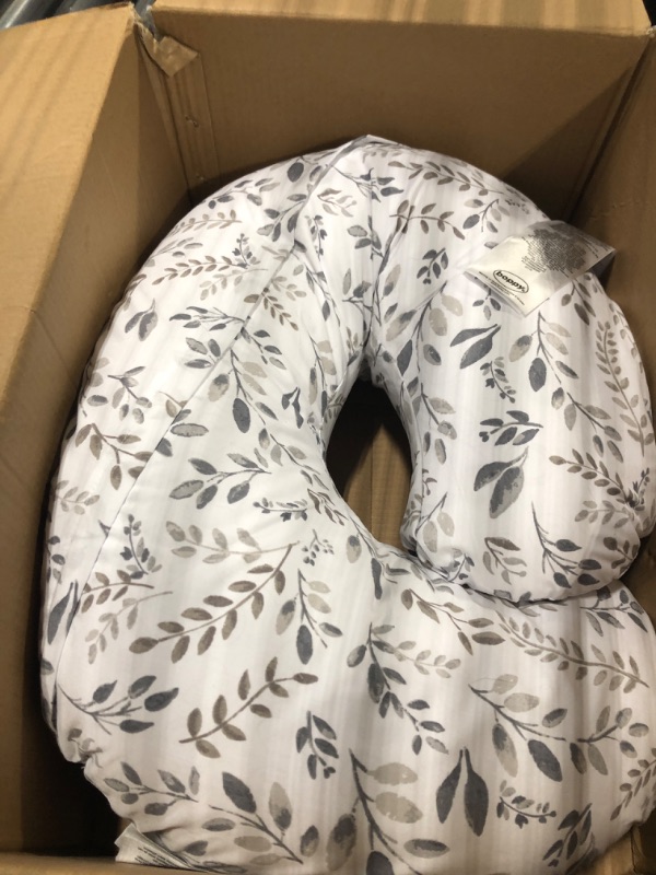 Photo 3 of Boppy Original Support Nursing Pillow, Gray Taupe Leaves, Ergonomic Breastfeeding, Bottle Feeding, and Bonding, Firm Hypoallergenic Fiber Fill, Removable Cover, Machine Washable