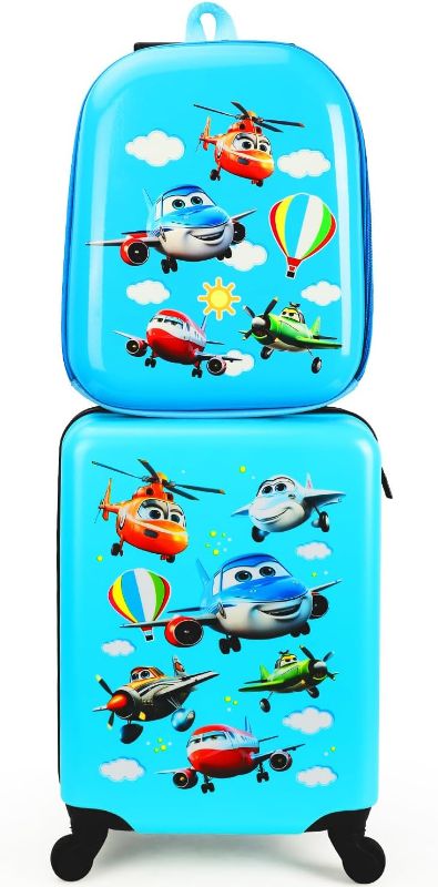 Photo 1 of emissary Kids Luggage With Wheels For Boys, Kids Suitcases With Wheels For Boys, Airplane Kids Luggage Set, Kids Carry on Luggage with Wheels, Toddler Rolling Suitcase For Boys,Travel Luggage For Kids