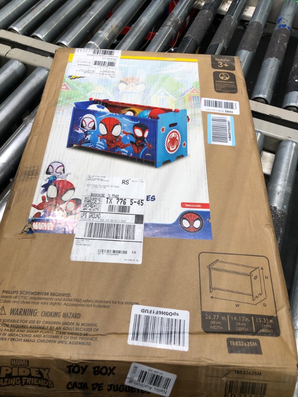 Photo 1 of Delta Children - Marvel Spidey and His Amazing Friends Toy Box with Retractable Fabric Top, Blue